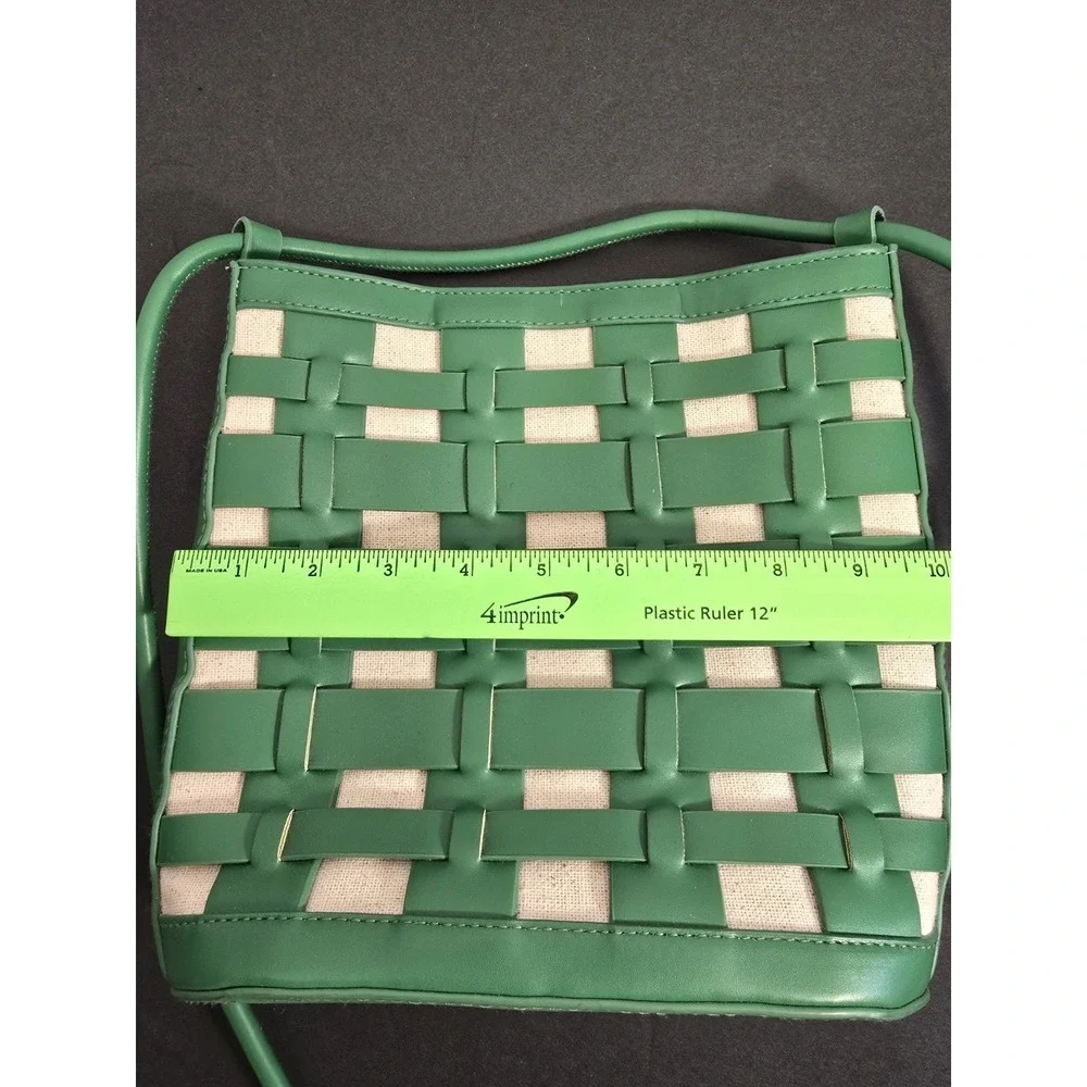A New Day Kelly Green Bucket Style Purse Woven Over‎ Linen Handbag NWOT NEW